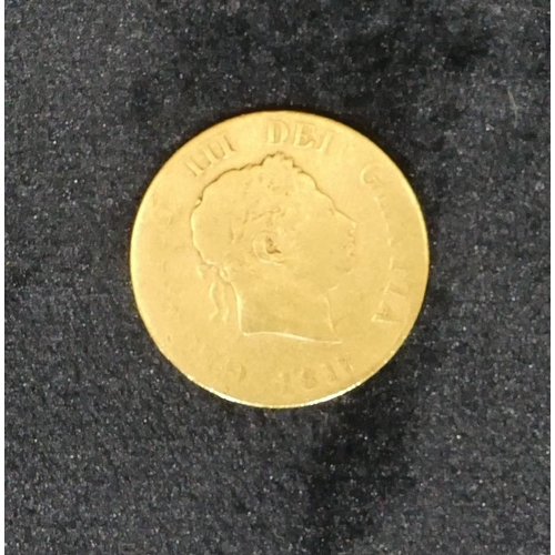 431 - A George III gold shield back half sovereign, 1817 (worn), 3.6 grams