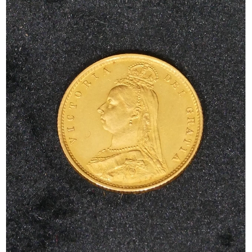 435 - A Victorian gold shield back half sovereign, 1887, 4 grams