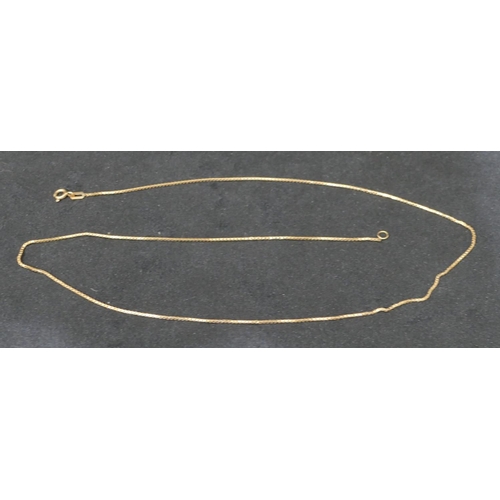 470 - A 9ct gold thin boxed link chain, 49cm long, 2.6 grams