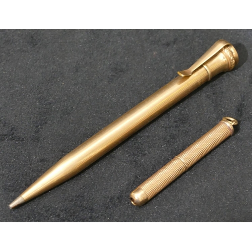 528 - A 9ct gold propelling toothpick and a Wahl Eversharp propelling pencil (toothpick 5.8 grams gross). ... 