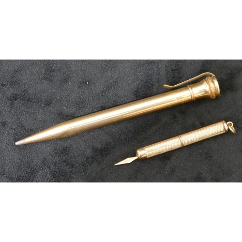 528 - A 9ct gold propelling toothpick and a Wahl Eversharp propelling pencil (toothpick 5.8 grams gross). ... 