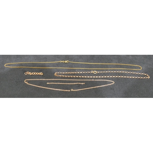 535 - A 9ct gold linked part chain, another 9ct gold part linked chain, 2 pieces of linked chain, 6.3 gram... 