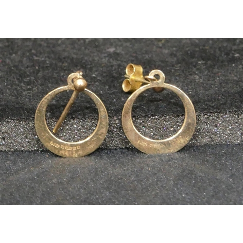 544 - A pair of 9ct gold circular drop earring, another pair of similar earrings, 1.8 grams. (4)