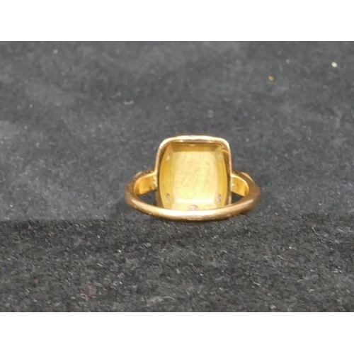 551 - A 14ct gold signet ring engraved FR, mounted with 6 diamonds to sides, size L, 4.5 grams gross.