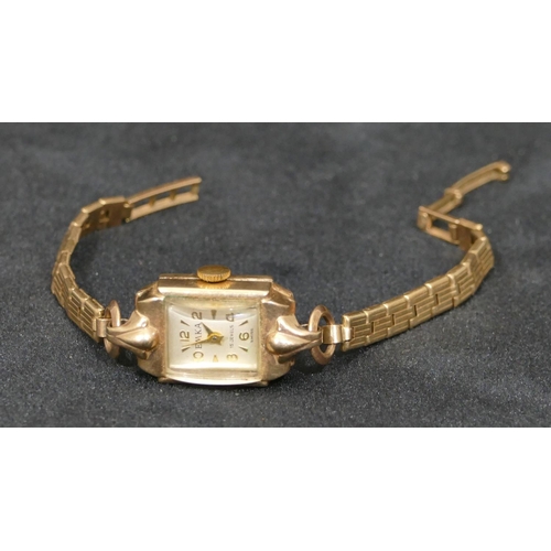 556 - A 9ct gold ladies Emka wristwatch with matching strap bracelet, 10 grams without movement.