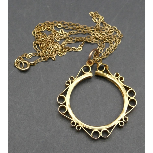 574 - A 9ct gold sovereign pendant with chain (no sovereign), 4.9 grams.