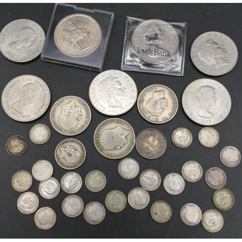 584 - A quantity of various silver sixpences and Maundy money, a small quantity of various other coins