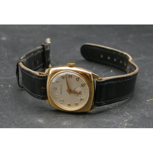 589 - A 20th Century gent's 9ct gold Winegartens wrist watch with circular dial, seconds dial and Arabic n... 