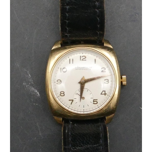 589 - A 20th Century gent's 9ct gold Winegartens wrist watch with circular dial, seconds dial and Arabic n... 