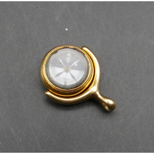 598 - An 18ct gold watch fob swivel compass/seal, 12.6 grams gross