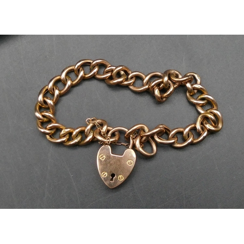 619 - A 9ct gold hollow linked bracelet with padlock clasp, 9.2 grams, cased