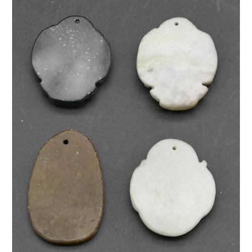 640 - 4 various hardstone pendants.