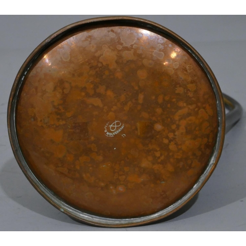 667 - R Perry, Wolverhampton copper round jug with embossed studded decoration, 31cm high.