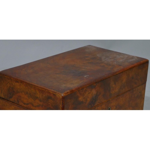 676 - A walnut rectangular shaped tea caddy with hinged lid enclosing later sugar bowl and hinged lid, 23.... 