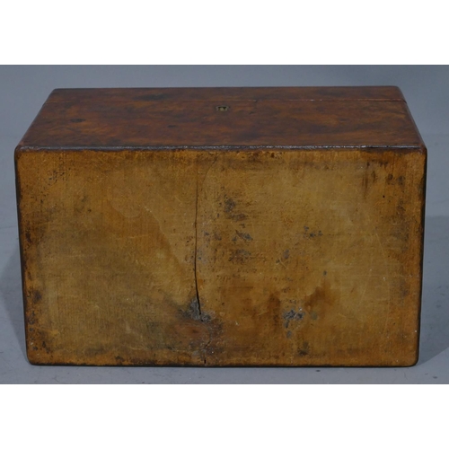 676 - A walnut rectangular shaped tea caddy with hinged lid enclosing later sugar bowl and hinged lid, 23.... 