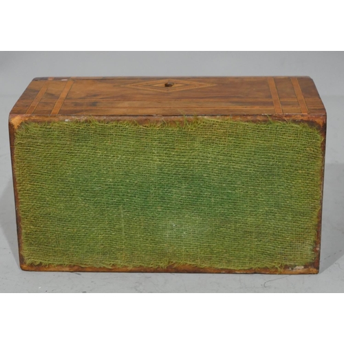 677 - A Victorian walnut dome topped stationery box with inlaid boxing and banding, hinged lid enclosing 2... 