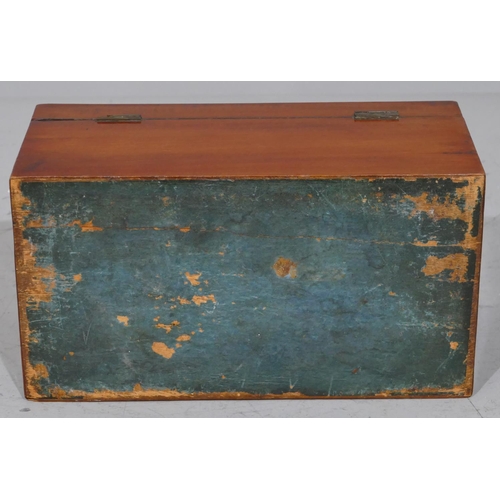 678 - A 19th Century mahogany rectangular shaped tea caddy with hinged lid enclosing 2 lidded compartments... 