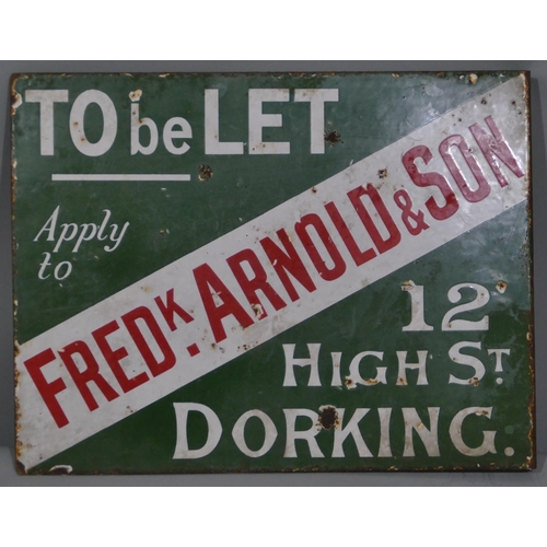 682 - An early 20th Century Dorking enamelled double-sided estate agent's sign 