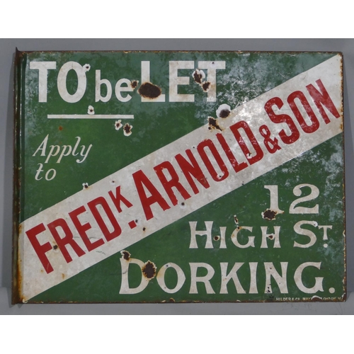 682 - An early 20th Century Dorking enamelled double-sided estate agent's sign 