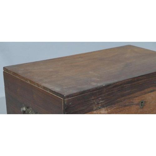 684 - A 19th Century mahogany Deeds box with hinged lid, 2 brass carrying handles with keys, 49cm wide, 28... 