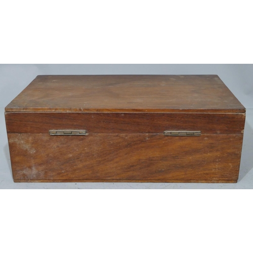 684 - A 19th Century mahogany Deeds box with hinged lid, 2 brass carrying handles with keys, 49cm wide, 28... 