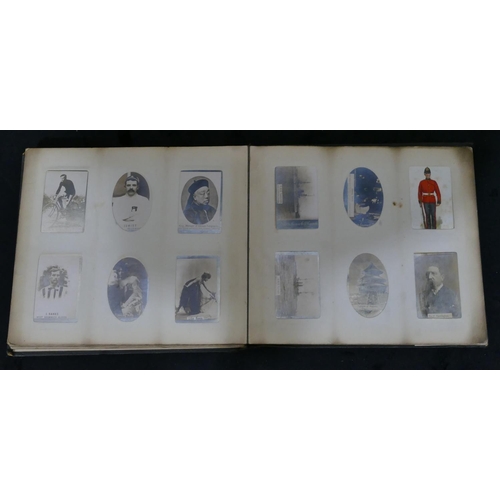 703 - An Ogden's photo album containing black and white cards of various ladies and a set of various milit... 