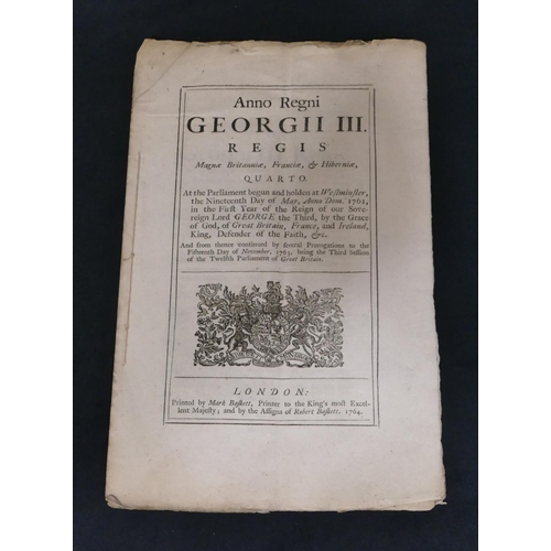 718 - An 18th Century George III pamphlet circa 1764, printed by Mark Baskett.