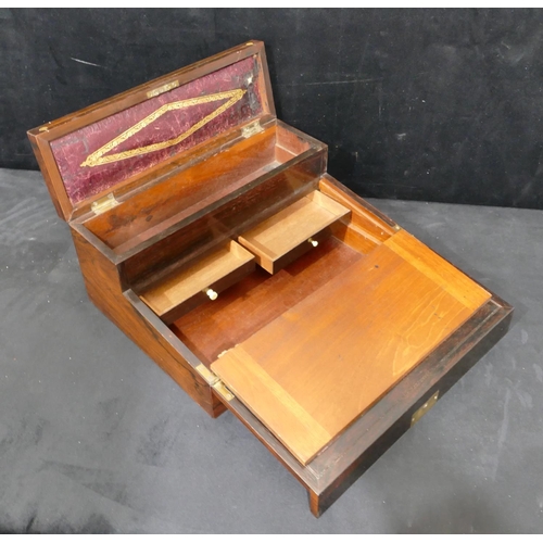 733 - A 19th Century rosewood writing box with allover inlaid Mother of Pearl decoration, double hinged to... 