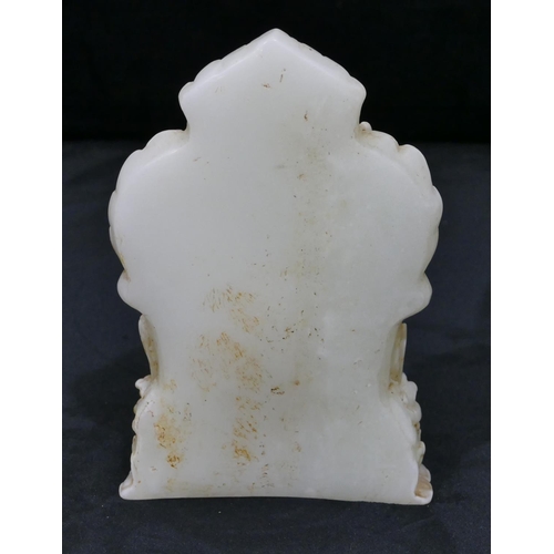 736 - A chinese jade style figure of a seated goddess, 15cm high.