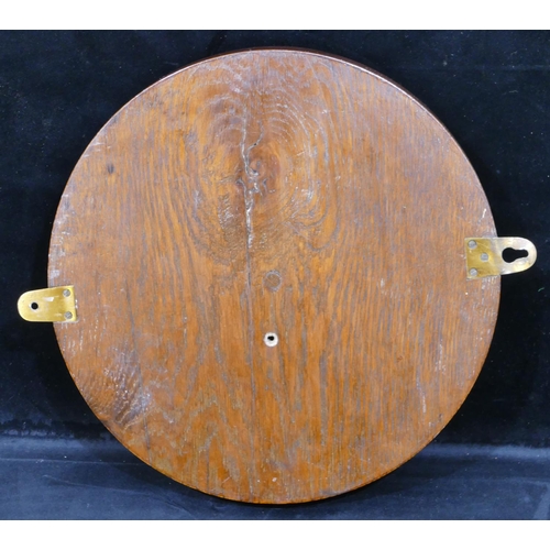 780 - Pastorelli and Rapkin Ltd, London round oak hanging barometer with white enamel dial with Arabic num... 