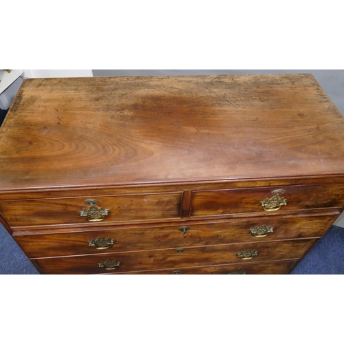 788 - A 19th Century mahogany straight front chest of drawers, 2 short and 3 long graduated drawers with d... 