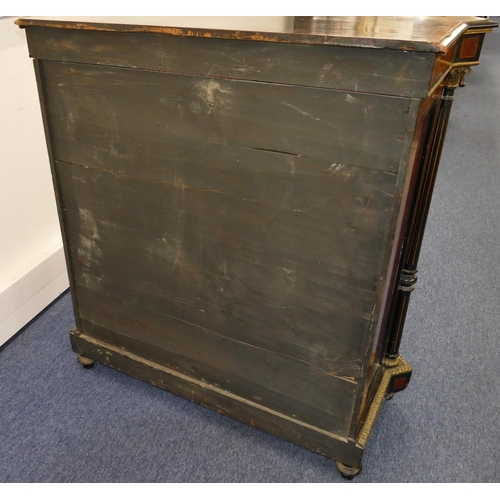 799 - A Victorian ebonised and burr walnut pier cabinet with 2 china panels and allover gilt metal mounts,... 