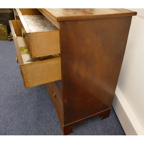 803 - A 19th Century mahogany straight front chest of drawers with 4 long graduated drawers with drop bras... 