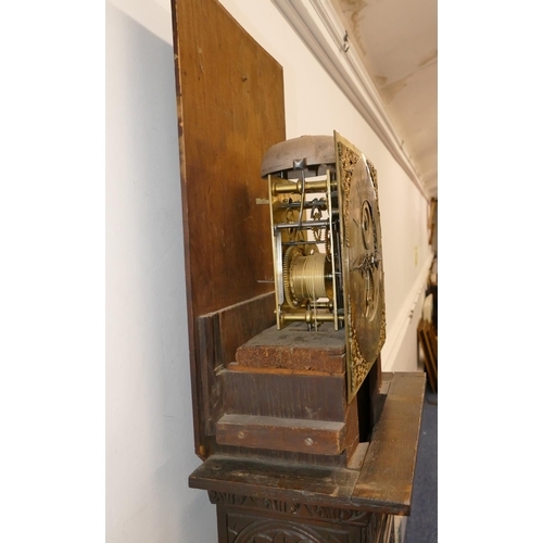 769 - Joseph Mew, Blandford 8-day striking longcase clock with allover carved Prince of Wales feather, flo... 