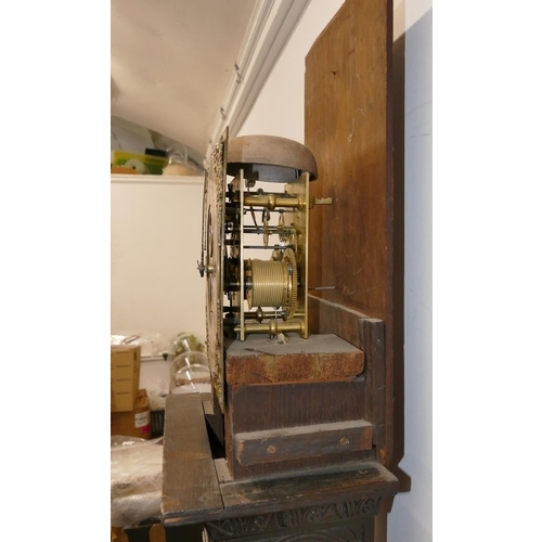 769 - Joseph Mew, Blandford 8-day striking longcase clock with allover carved Prince of Wales feather, flo... 