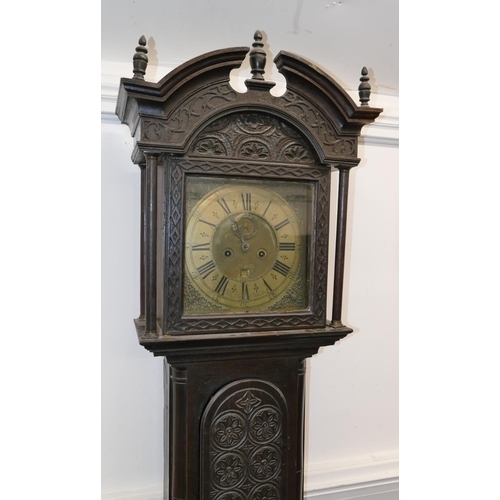 770 - Wilmshurst, Odiham 8-day striking longcase clock with allover carved decoration, square brassed dial... 