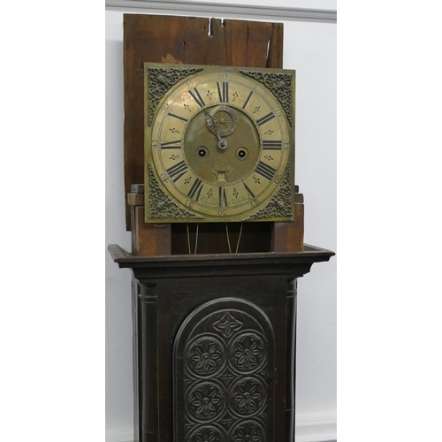 770 - Wilmshurst, Odiham 8-day striking longcase clock with allover carved decoration, square brassed dial... 