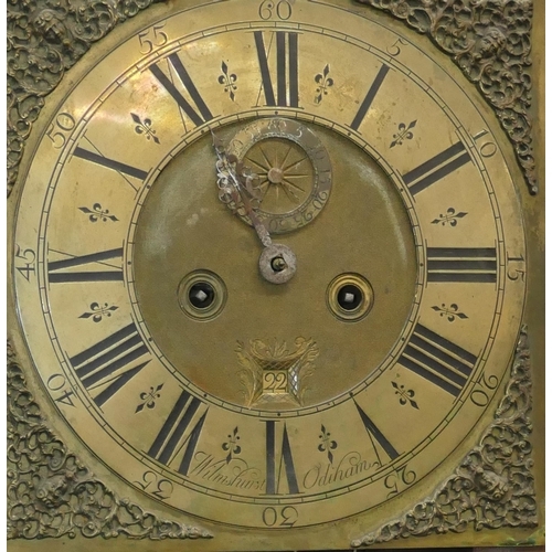 770 - Wilmshurst, Odiham 8-day striking longcase clock with allover carved decoration, square brassed dial... 