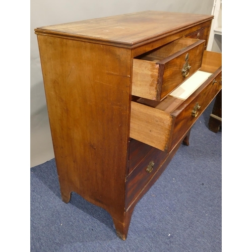 788 - A 19th Century mahogany straight front chest of drawers, 2 short and 3 long graduated drawers with d... 