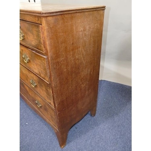 788 - A 19th Century mahogany straight front chest of drawers, 2 short and 3 long graduated drawers with d... 