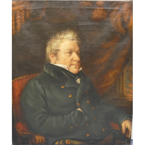 175 - A 19th Century oil on canvas half length portrait of a seated gentleman, unsigned and unframed, 92 x... 