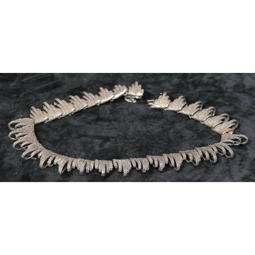 399 - A 925 silver and cut steel necklace, 39cm long, 107.7 grams gross