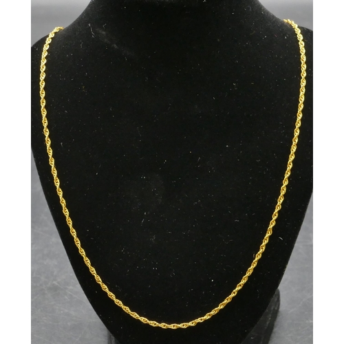 479 - A 9ct gold rope linked chain, 61cm long, 4.8 grams.