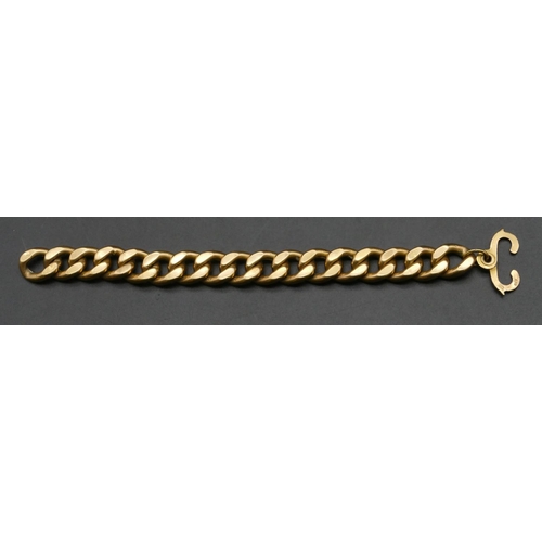 488 - A gold flat linked hollow bracelet with 18ct gold clasp, 17.5cm long, 22.8 grams.