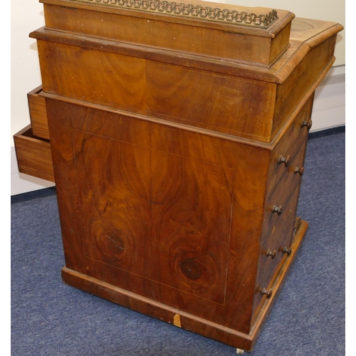 725 - A Victorian burr walnut Davenport with allover inlaid banding and stringing, sloping hinged front in... 