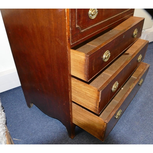 726 - A George III small mahogany secretaire bookcase with 2 astrical glazed doors enclosing adjustable sh... 