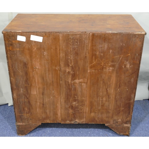 738 - A 19th Century mahogany straight front chest of drawers, 2 short and 3 long graduated drawers with g... 