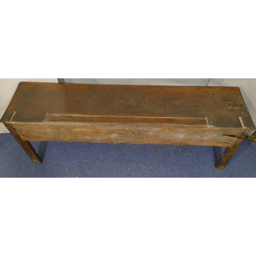 739 - A 17th/18th Century oak dresser base, 4 drawers with later inset brass handles, shaped splat front l... 