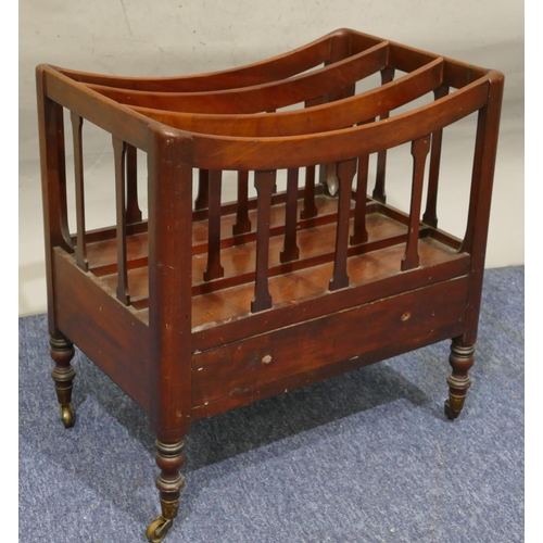 740 - A 19th Century mahogany canterbury with splat supports with 1 long drawer (handles missing but furth... 