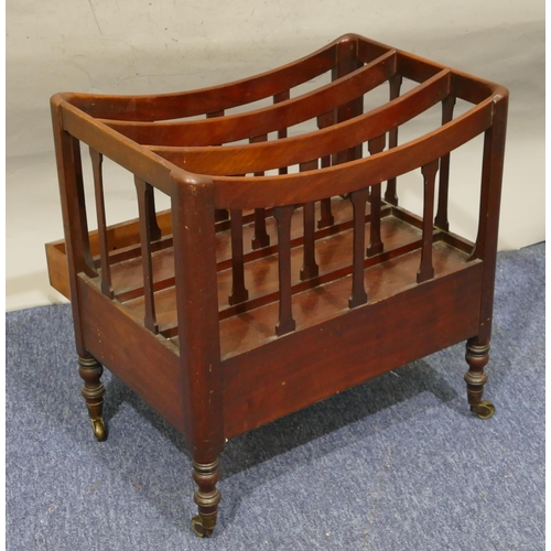 740 - A 19th Century mahogany canterbury with splat supports with 1 long drawer (handles missing but furth... 